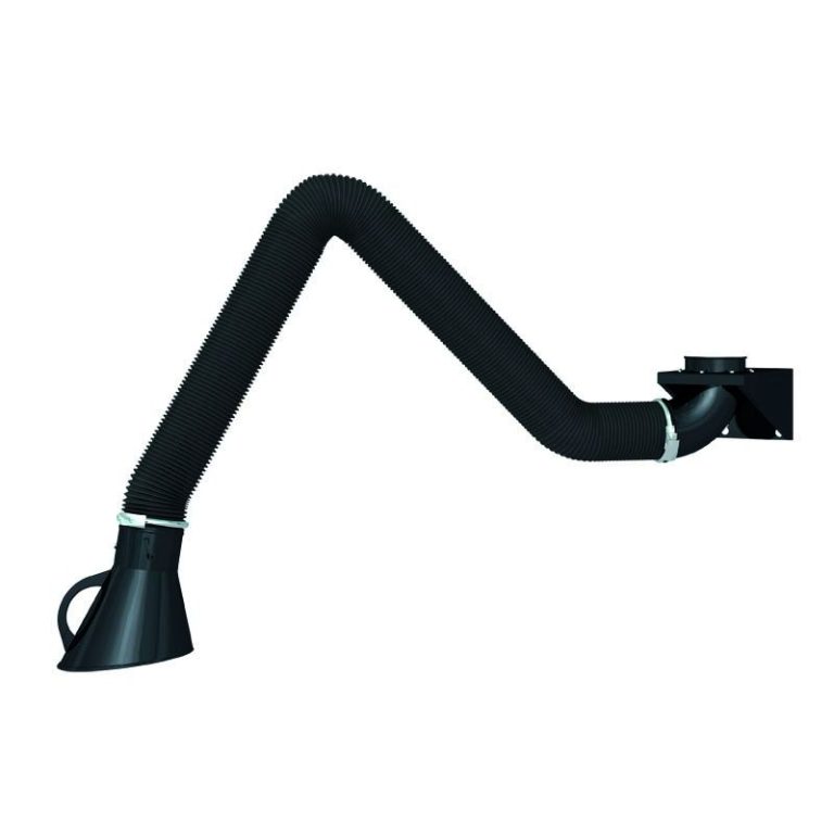 A flexible black Teka Exhaust Arm for Mobile welding filtration Units