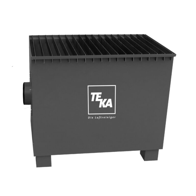 A blue downdraft suction table for welding fume extraction by TEKA