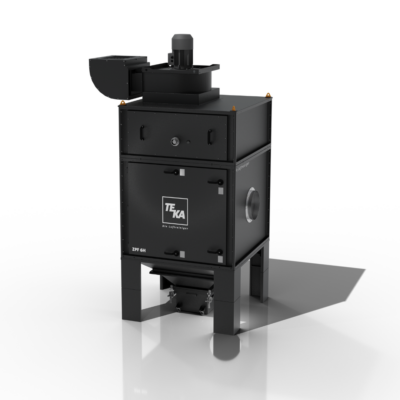TEKA ZPF 9H industrial welding fume extractor shown as a large, stationary unit with a modular black metal frame, top-mounted exhaust components, and reinforced legs. Engineered for high-volume air filtration in large-scale metal fabrication environments.
